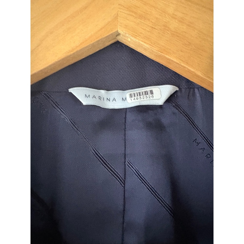 Marina Moscone Patch Pocket Blazer Blue Gabardine Size 4 - Picture 8 of 16